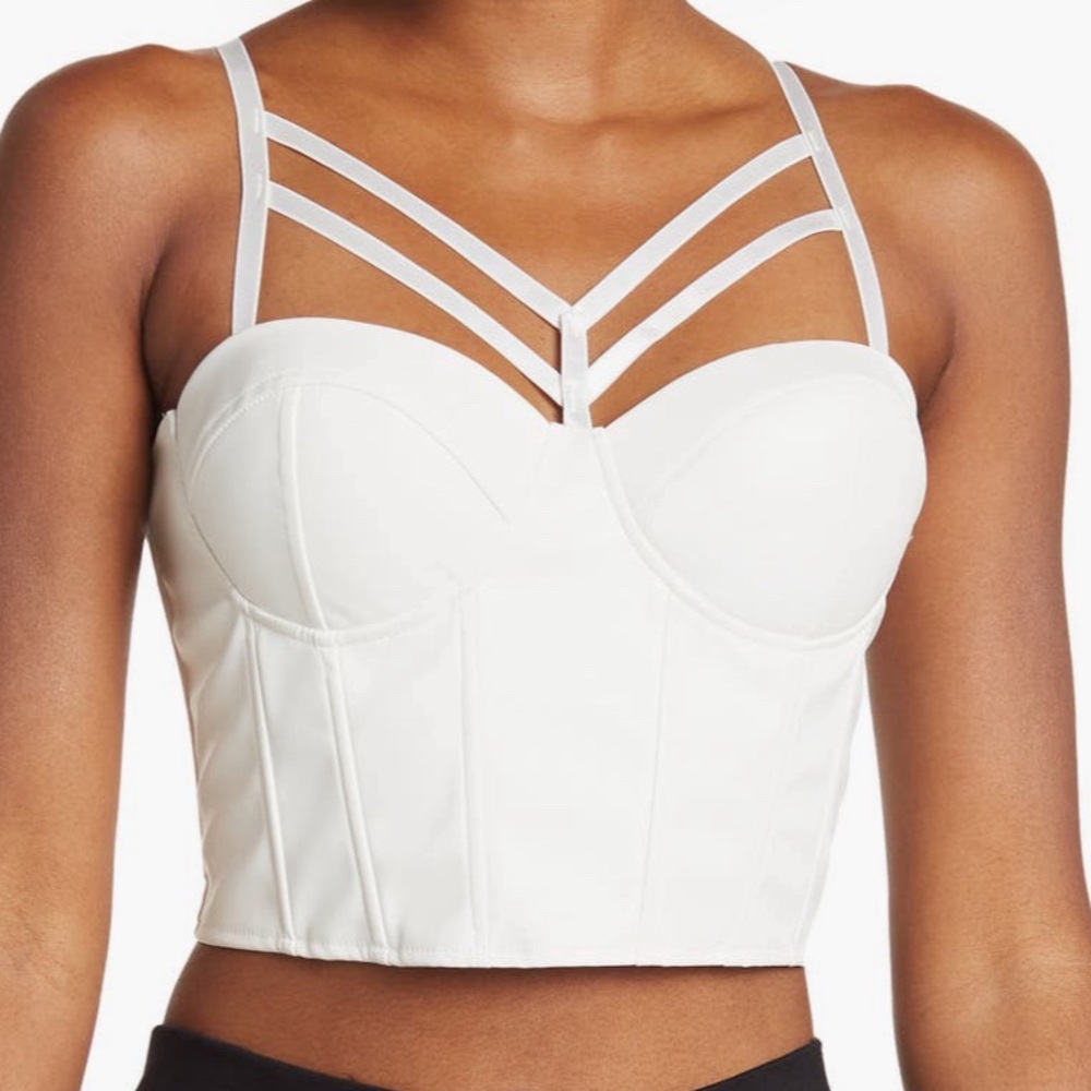 Secret Lace | Cage Front Vegan Leather Bustier